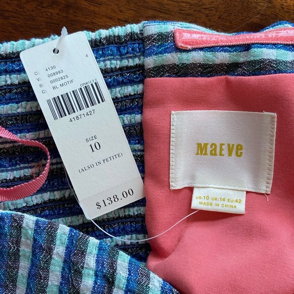 NWT Anthropologie Maeve Waverly One Shoulder Summer Gingham Dress Size 10 - Picture 4 of 6